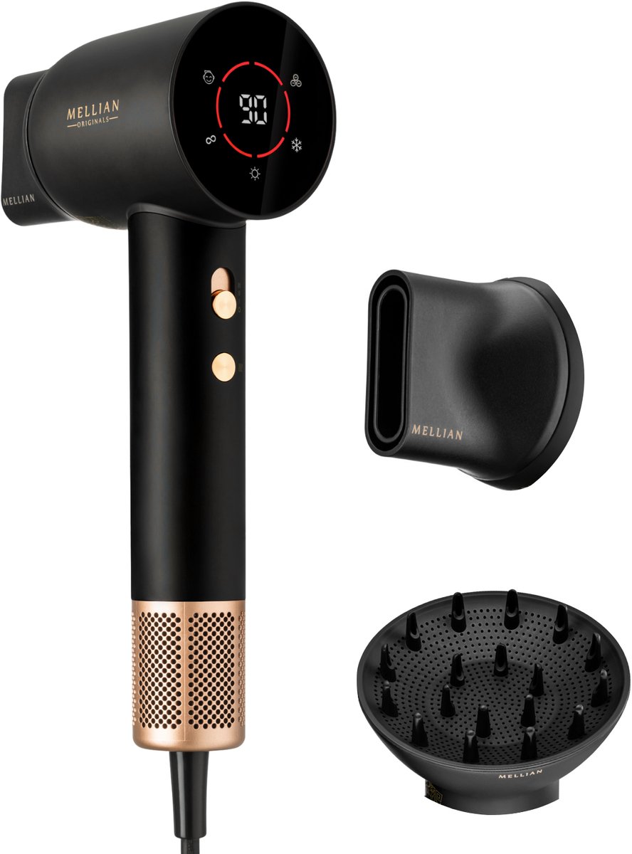 Mellian® SilkBlow Föhn met Display - Haardroger met Diffuser - Smart functie - Ionisch effect - Mellian® - €79,95