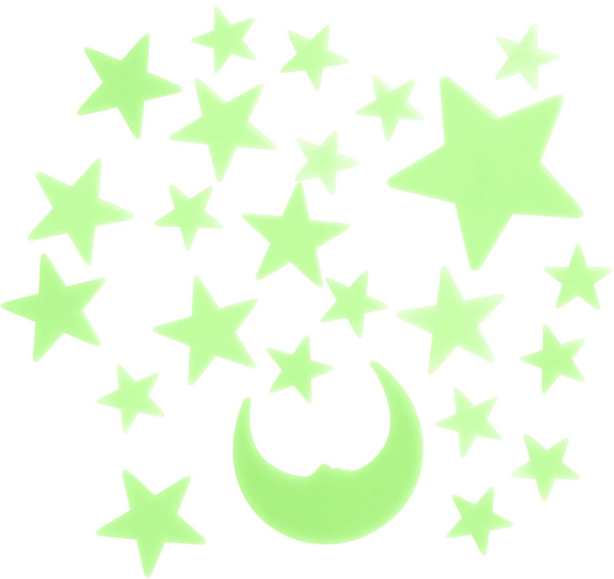 Home Deco Kids Glow in the dark Heelal - 24x stuks - groen - kunststof - kinderkamer - decoratie