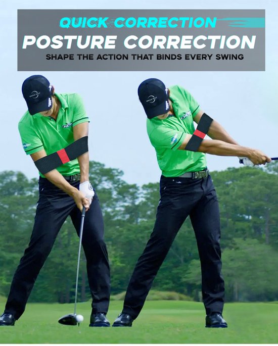 Golfband voor het corrigeren van de handbeweging, elastische swingband, houdingcorrectie, zeer elastisch, zwart. — afbeelding 2