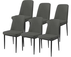 Durrafy® Eetkamerstoelen - Set Van 6 - Eetkamerstoel - Eettafelstoel - Keukenstoel - Eetkamerstoelen - Stoel - Fluweel - PU Leer - Metalen Poten - Modern Design - Max. Draagvermogen 150KG - Grijs