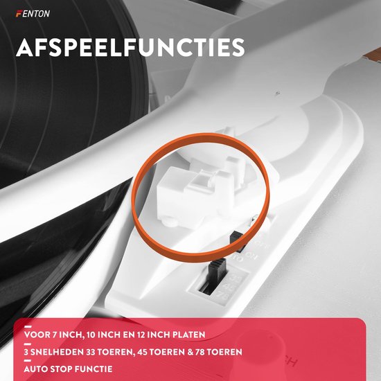Platenspeler Bluetooth (in/uit) - Fenton RP162W - retro platenspeler met speakers (stereo) en mp3 speler - Wit — afbeelding 4