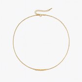 Minimalistische Edelsteen Ketting – Stainless Steel Goudkleurig – 42+6 cm – 3 mm Natuursteen - Gele Jade - The Jewellery Salon