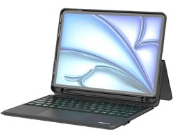 Ntech - Toetsenbord Geschikt voor iPad Air 11 inch Hoes (2025 2026) Hoes / iPad Pro 11 (2022)(2021) /Air 5 (2022) /Air 4 (2020) / Air 11 inch (2025) M3 / Air 11 inch (2024) M2 bluetooth toetsenbord QWERTY - Cover met Touchpad Muis Pencil Houder