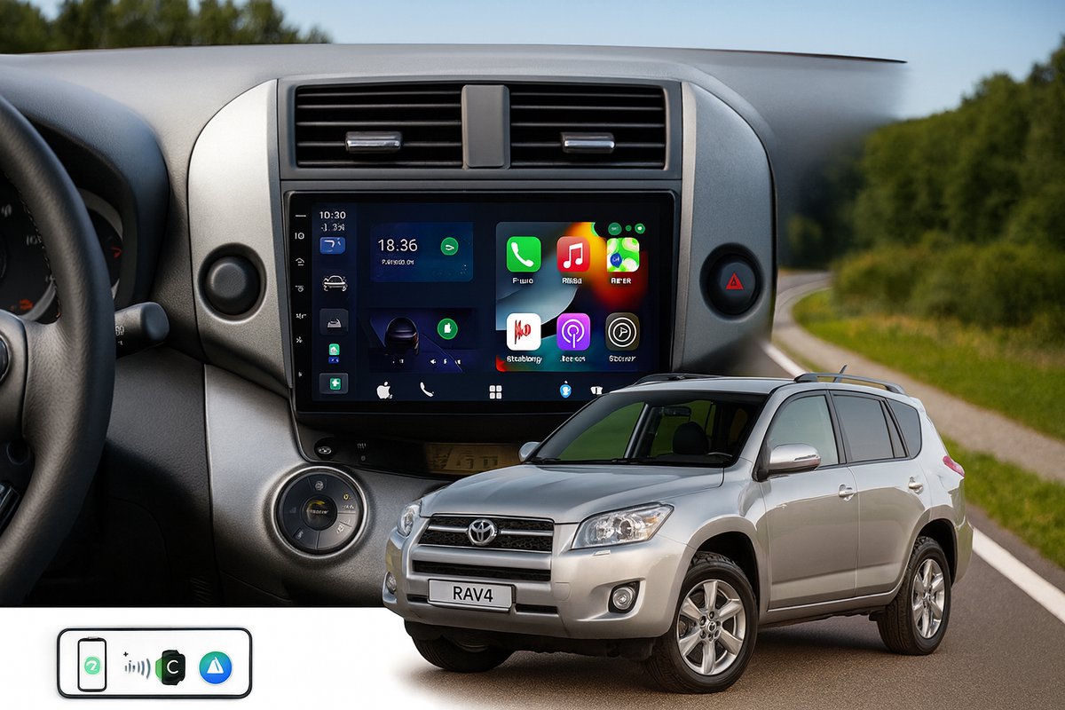 ADIVOX 9 inch T2 geschikt voor Toyota RAV4 2006-2011 Android 15 CarPlay/Auto/Wifi/DSP/RDS/5G/DAB+