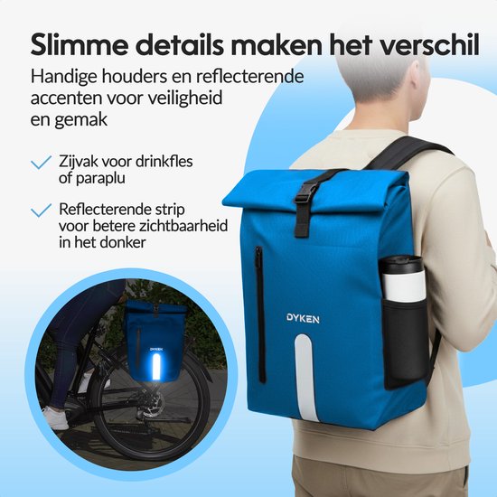 Dyken Fietstas Enkele - Waterdicht - Fietsrugzak - Schoudertas - Fietstas Enkel - 25L - Blauw van Dyken — afbeelding 5