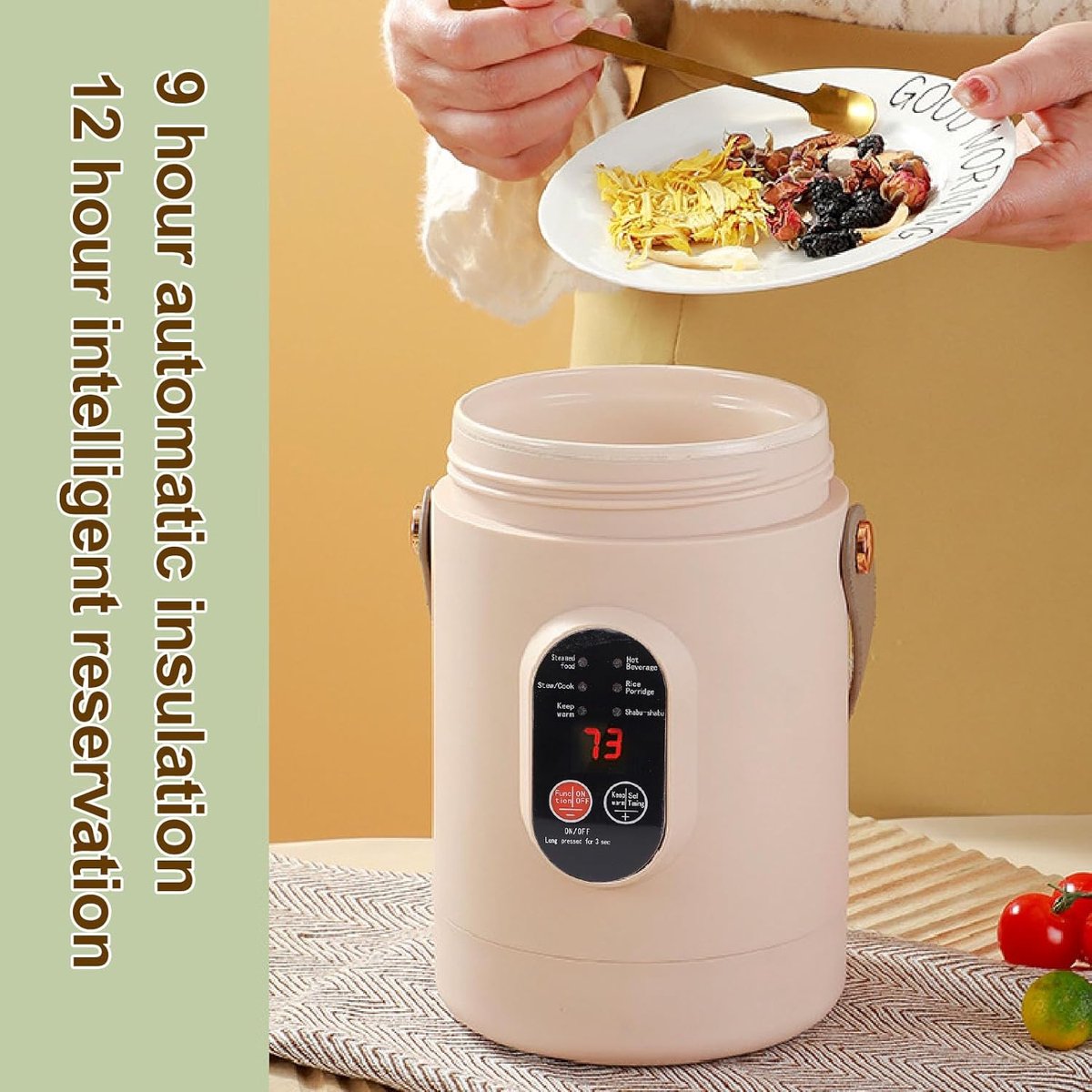 Elektrische Reiswaterkoker, Elektrische Stoofpot Gezondheidspot Slowcooker, Warmwaterboiler, Thee-koffieketel Boiler met Stoommand, Lepel, Studentenkamer Essentieel (EU-stekker) – foto 4