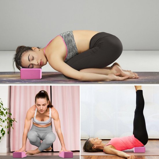 Yogablokken Set van 2 - Antislip EVA-Schuim voor Yoga, Pilates en Meditatie - Roze 23 x 8 x 15 cm — afbeelding 4