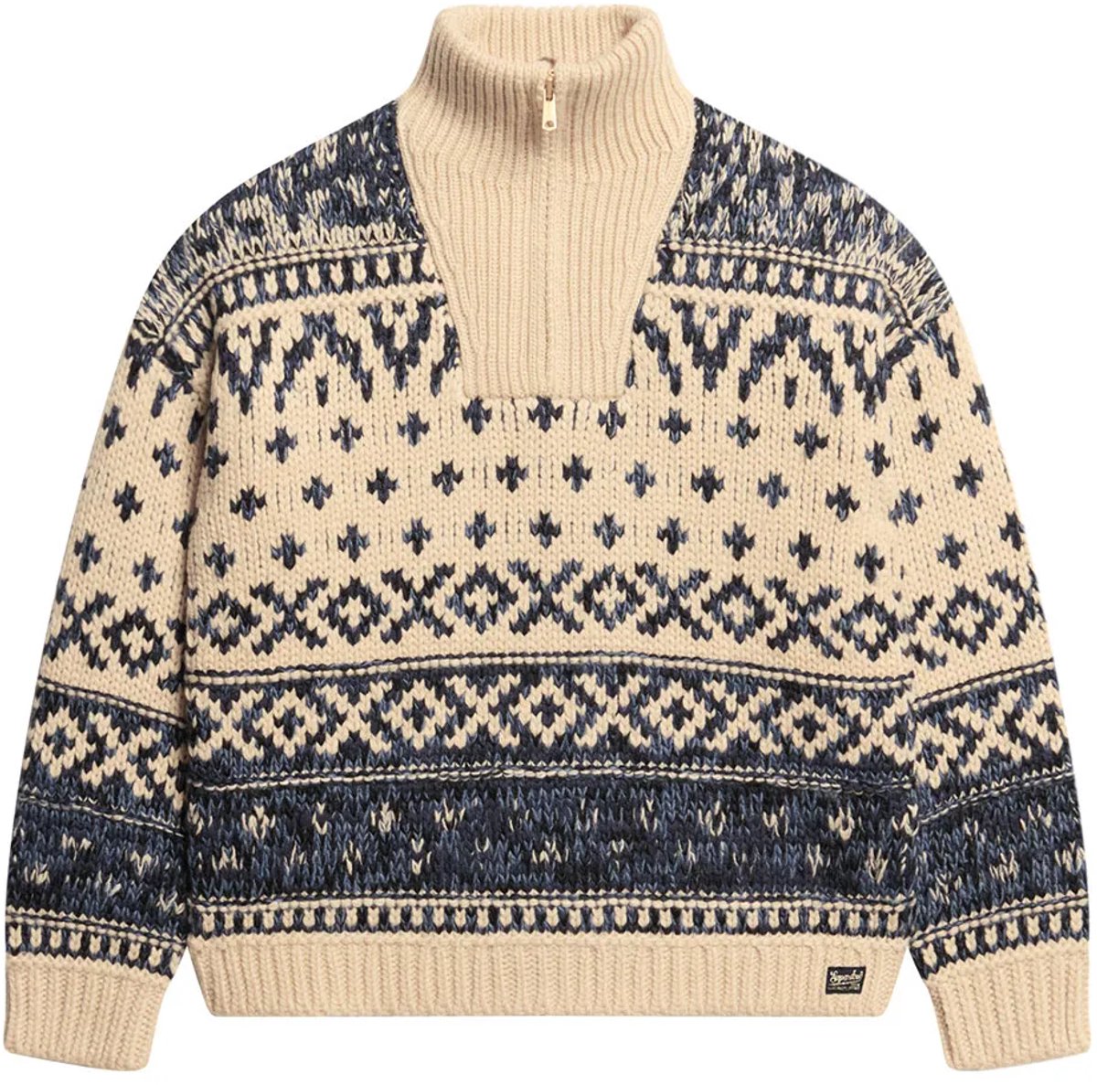 Superdry Ski Lodge trui met halve rits Dames Sweaters Island Ecru