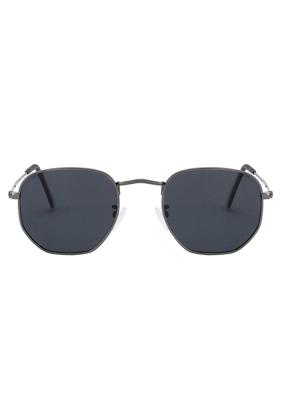 KIMU® Zonnebril Hexagonal - Gunmetal Antraciet Montuur - Zwarte Zeshoekige Glazen - Pilotenbril Retro Vintage Zeshoekig Festival van KIMU — afbeelding 3