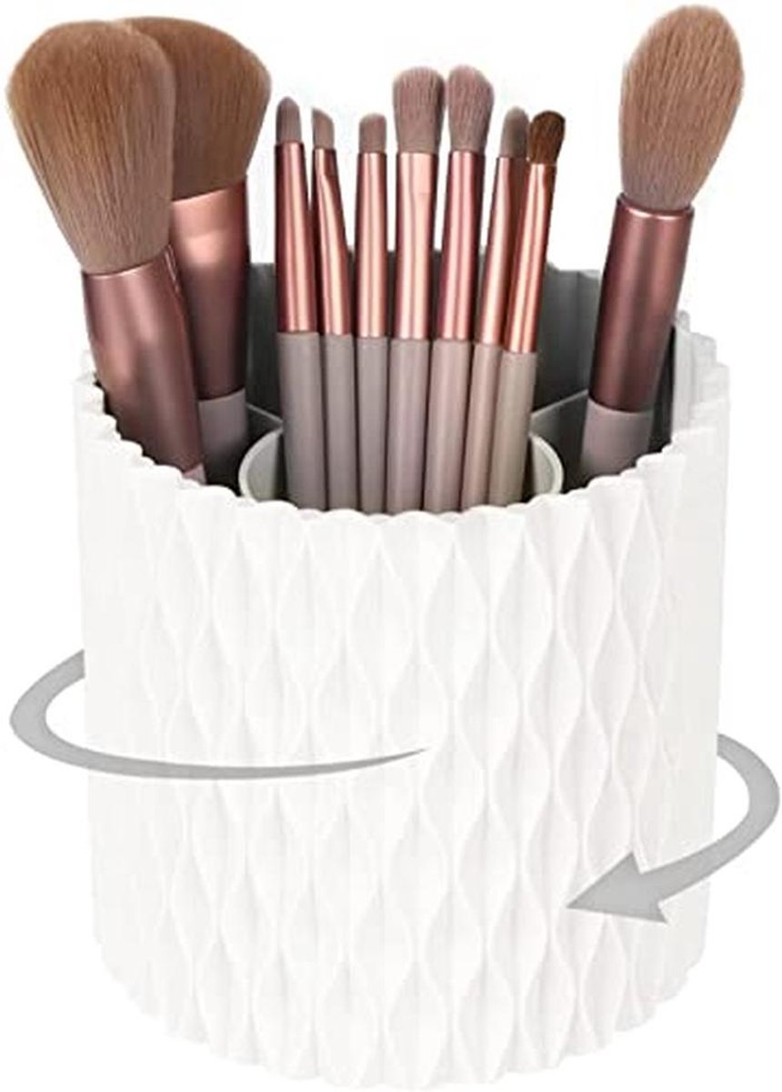 360° roterende make-upborstelhouder en multifunctionele organizer voor bureau