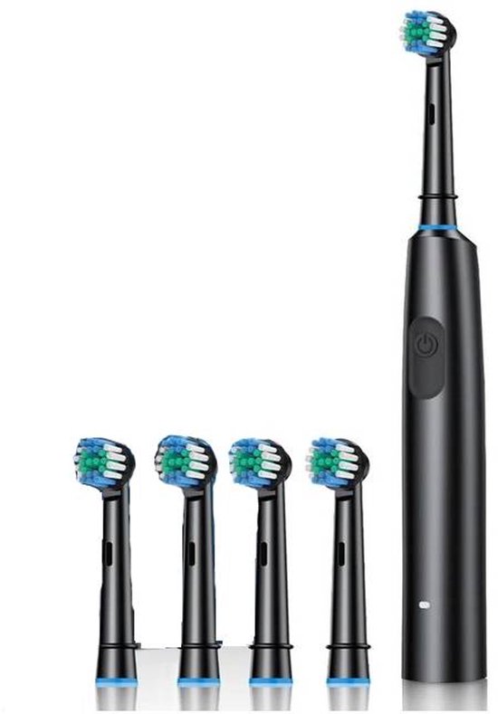 Roterende elektrische tandenborstel, snel opladende tandenborstel, mondverzorging, nieuw product - zwart, vier koppen