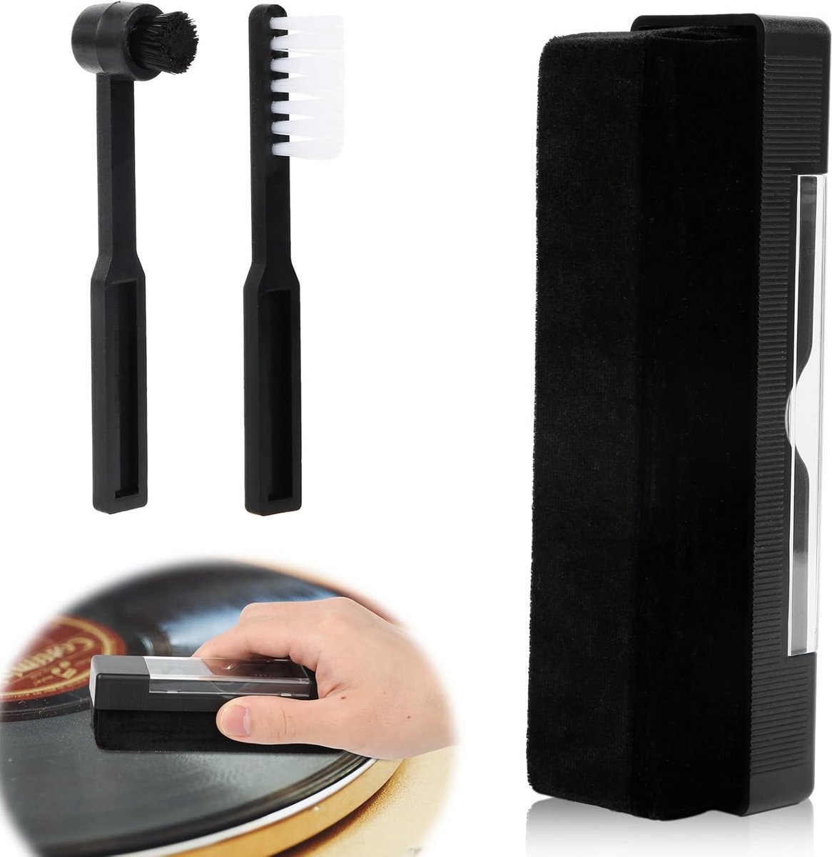 Reinigingsset voor Vinylplaten met Zachte Borstel en Stofzuiger