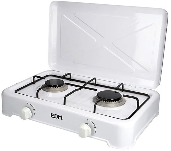EDM 2-pits gaskooktoestel - camping - butaangas - 46x30x12 cm - wit — afbeelding 5