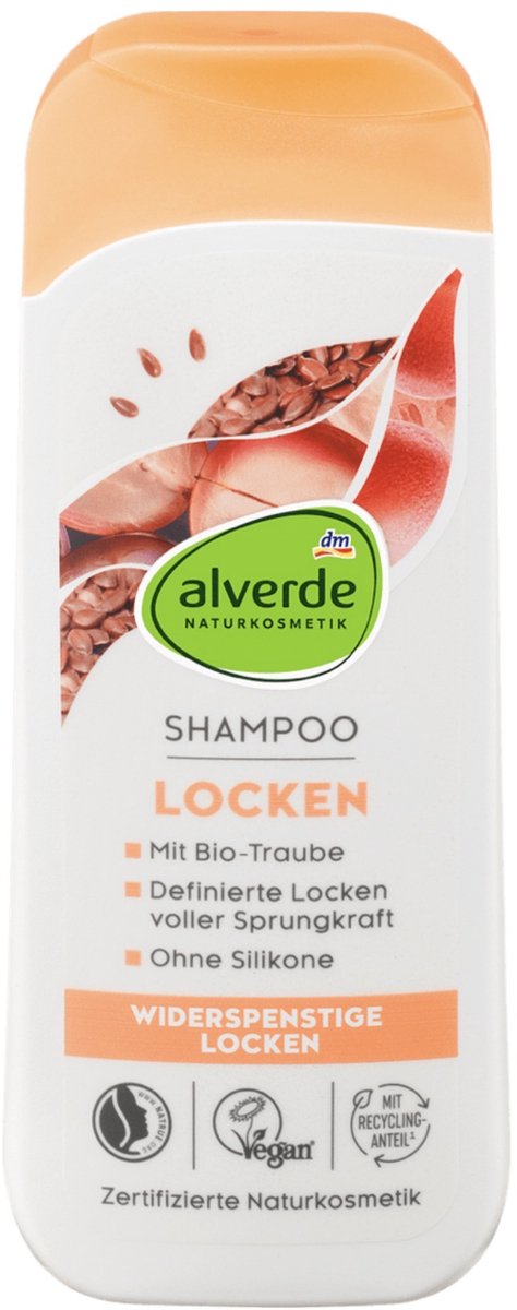Alverde NATURKOSMETIK Shampoo voor krullend haar met lijnzaad & druiven 200ml