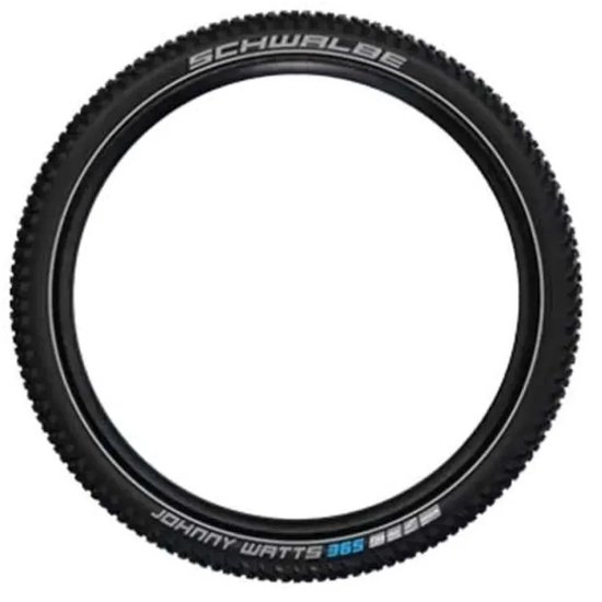 Zwarte vouwband, Schwalbe Johnny Watts 365 met profiel en witte reflecterende strepen.