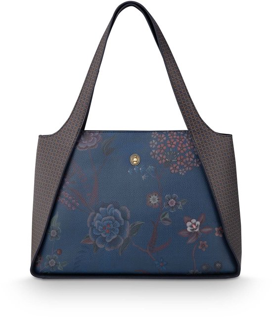 Pip Studio - Filou Schoudertas Dames - Tas - Bodhi Flower - Blauw - 40x15.5x28cm