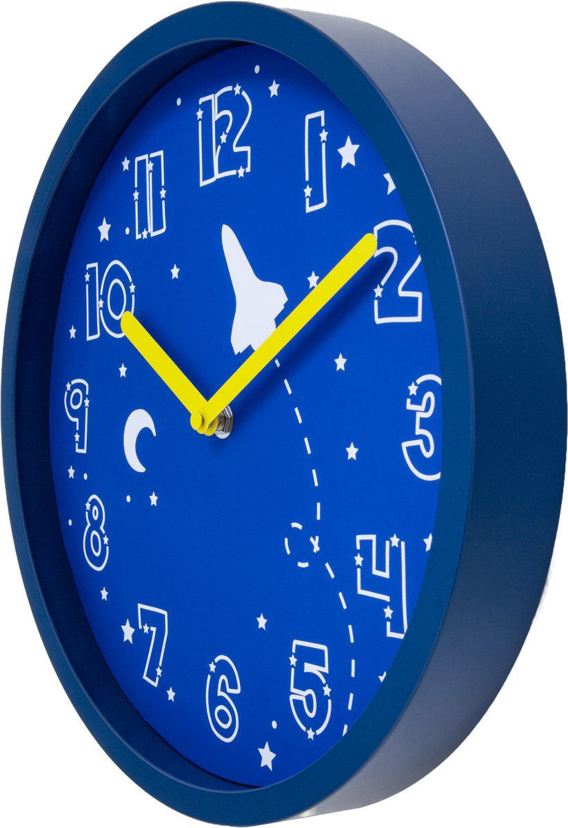 Wall clock-30 cm-Plastic-Blue-'Stellar'