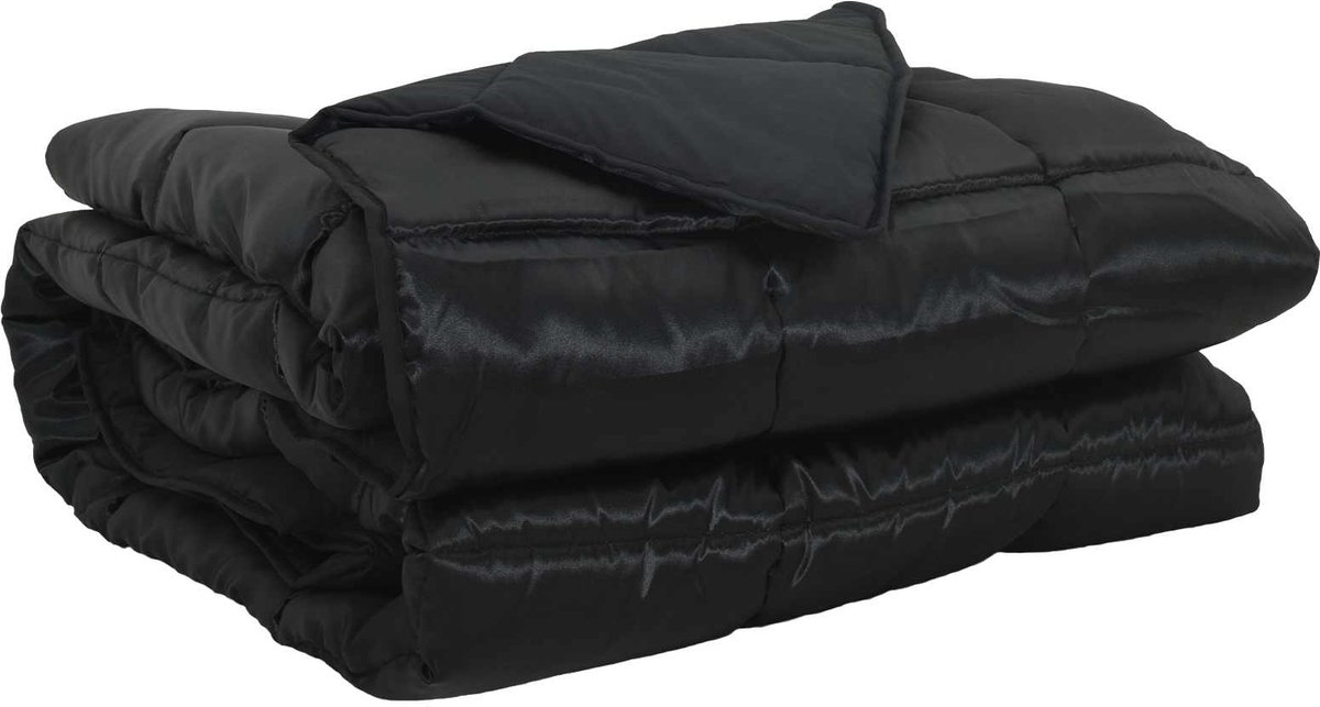 vidaXL - Volledig - Jaar - Dekbed - Zwart - 200 - x - 240 - cm - Satijn - en - Microfiber