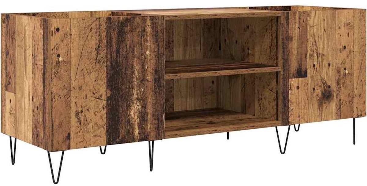 vidaXL - Platenkast - Oud - Hout - 121 - x - 38 - x - 48 - cm - Geengineerd - Hout - en - IJzer