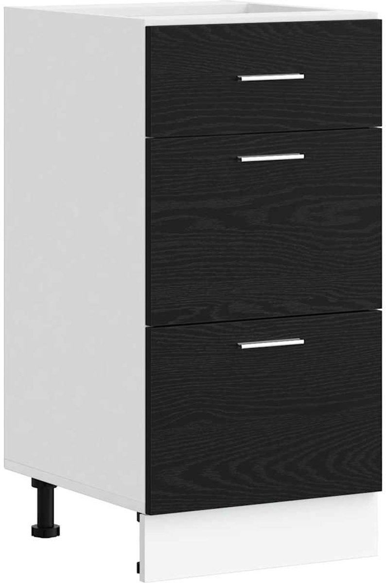 vidaXL Keuken - Onderkast - Zwart - eiken - 40 - x - 46 - x - 81,5 - cm - Bewerkt - hout Zwart eiken
