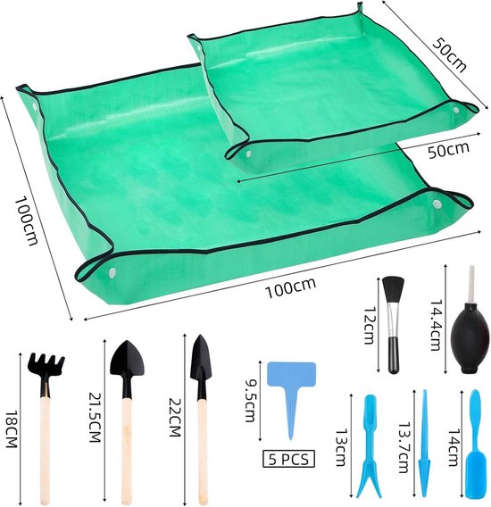 Waterdichte Tuinmat Set met Tuingereedschap - 2 Stuks en 13 Onderdelen — afbeelding 5