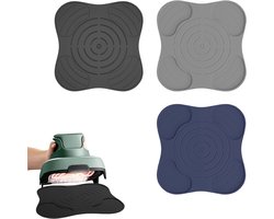 3 stuks hittebestendige mat - geschikt voor Ninja CRISPi Airfryer FN101EUGY - 27.2cm Antislipmat - Zwart & grijs & donkerblauw - Warmte-isolerende mat