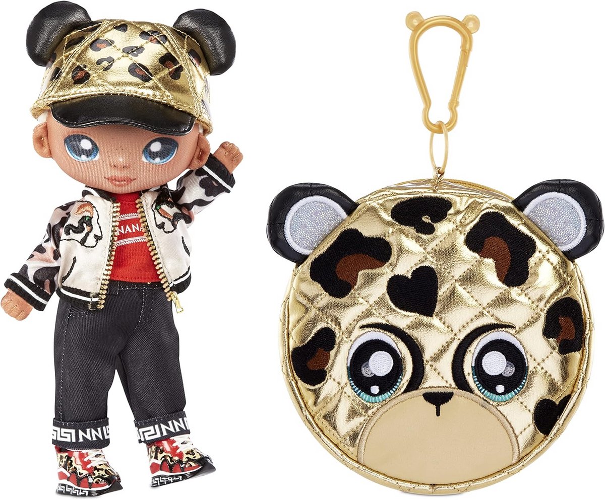 Na Surprise Glam Series 2 - GIANNI WILDE - Cheetah Inspired Plush Fashion Doll with Blonde Cheetah Print Hair & Metallic Animals Clip-on Wallet - Collectable - 5+ Years