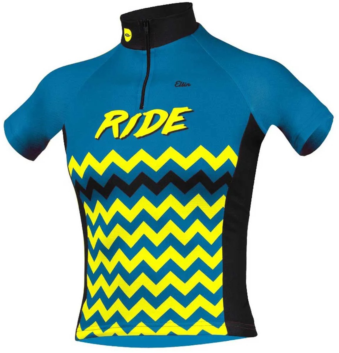 Eltin Ride Korte Mouw Wielertrui Geel,Blauw 8 Years Jongens,Meisjes