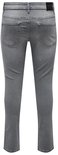 Grijze damesjeans met een slanke pasvorm, gezien vanaf de achterkant.