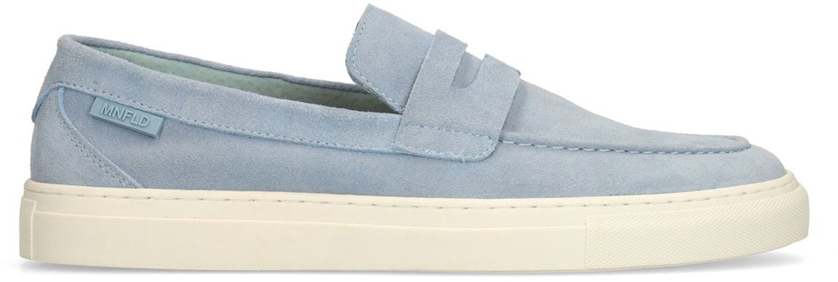 Manfield - Heren - Blauwe suède loafers - Maat 45