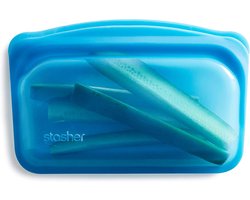 Stasher Siliconen zakjes voor levensmiddelen, snack bag (Blueberry), herbruikbare vrieszakken, afwasbare ritszak, 21 x 14 x 1,3 cm, 290 ml