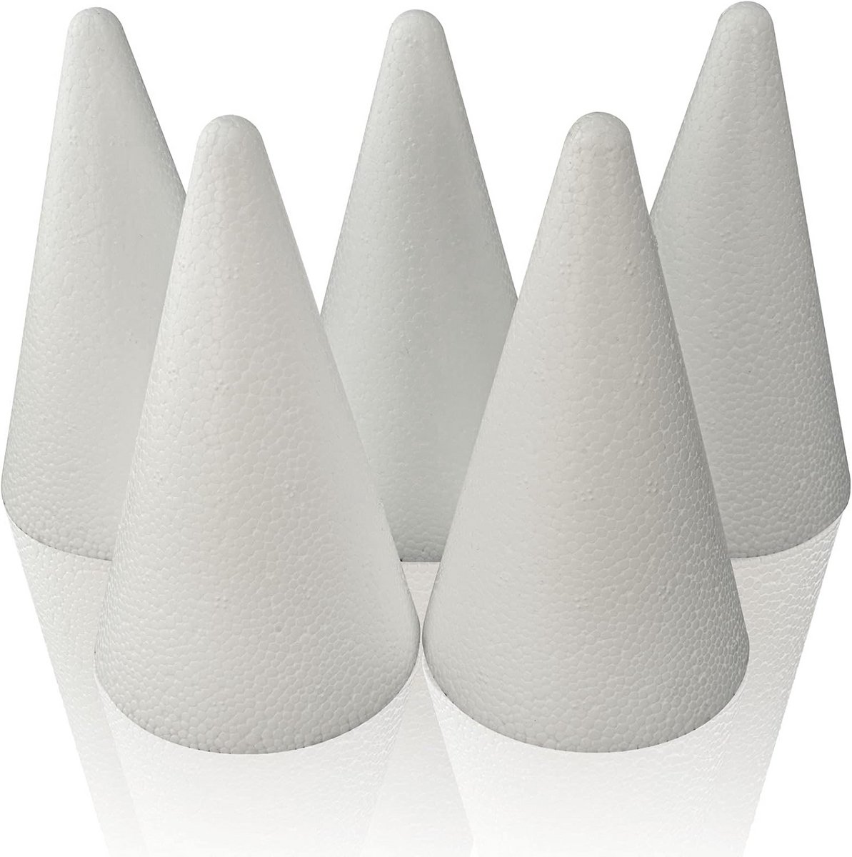 MCE-Commerce A32075 piepschuim kegels Ø 7 cm hoogte 12 cm 5 stuks, wit