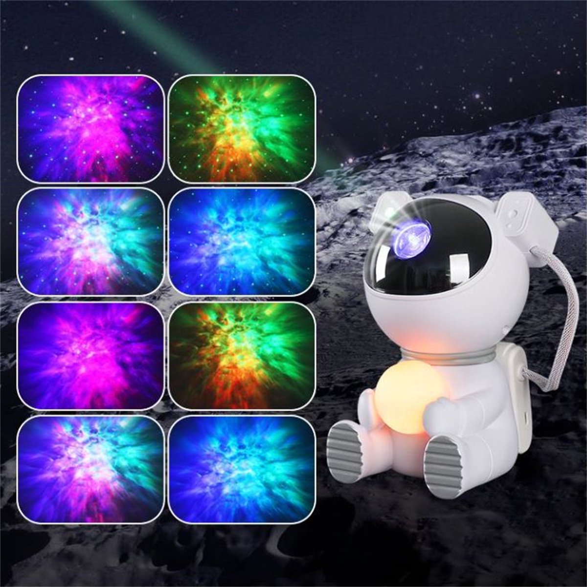 Ynkkvre -Astronaut Sterrenhemel Projector met Maanlamp – LED Nachtlamp met Afstandsbediening & Timer – Sfeerlamp voor Kinderen en Volwassenen