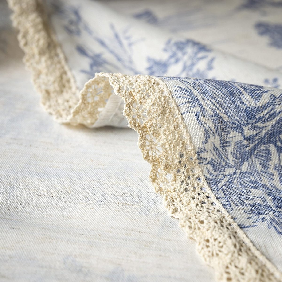 Rustiek tafelkleed voor keuken en eetkamer - 60 Inch rond blauw linnen