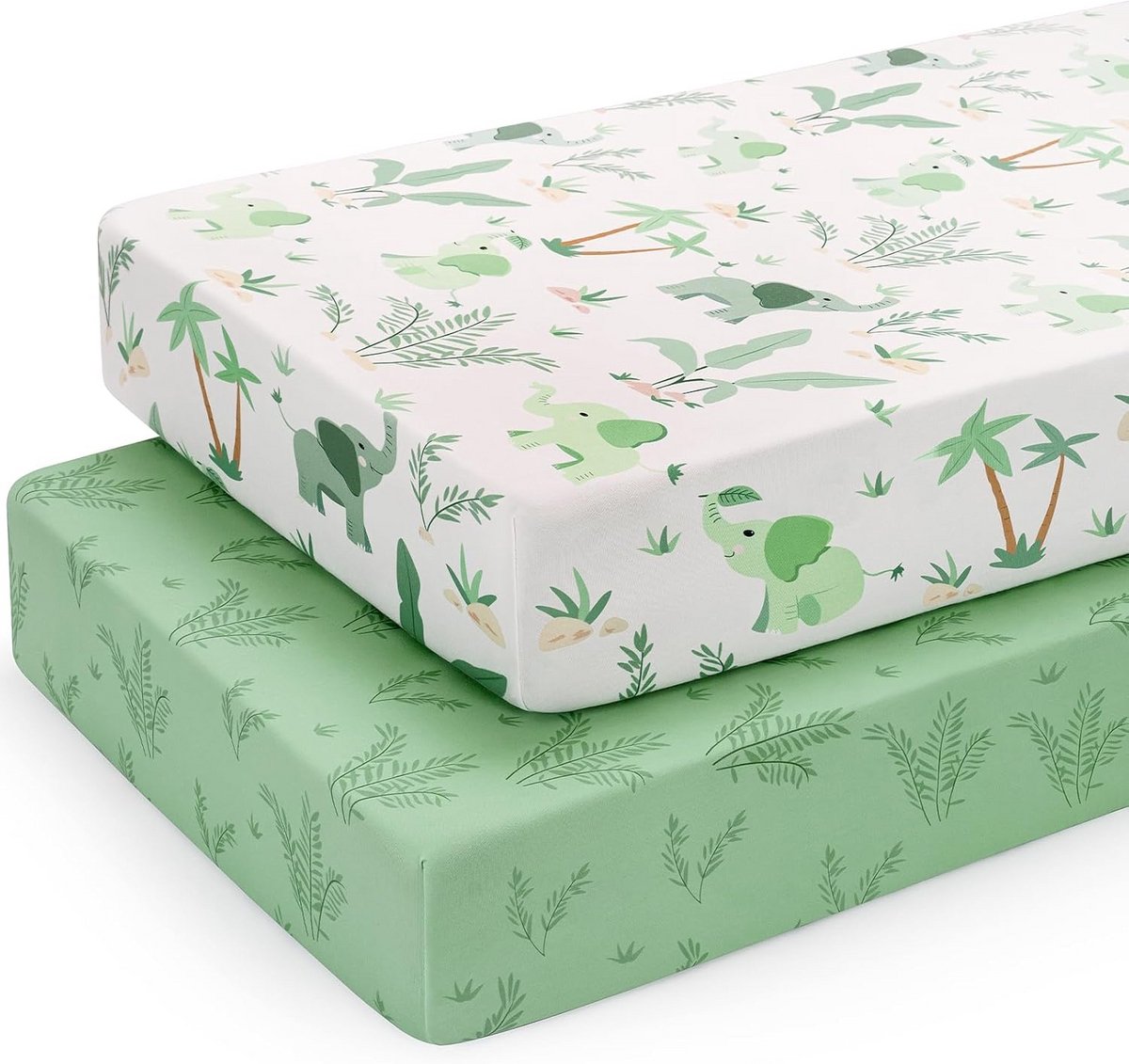 Ledikantlakens 120 x 60 cm - Super Zacht en Ademend - 2 Stuks - Groene Olifant
