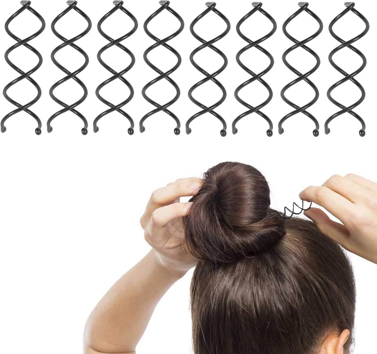 Spiraal Bobby Pins 8 Pack - Eenvoudige en Snelle Bun Maker voor Vrouwen en Kinderen