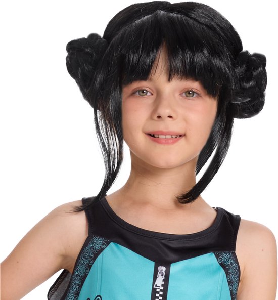 Joya Kids® K-pop Stijl Verkleedpruik Kind | Zwart Knot Pruik met Pony voor Meisjes | Zwarte Knotten Meisje | Demonenjager Stijl | Verkleedaccessoire voor Carnaval & Halloween | Past bij Kpop geinspireerde Verkleedset
