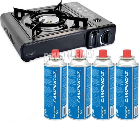 IBBO® - Draagbare Gasfornuis - Camping Kookstel - Inclusief 4 Gasflessen - Gas Stove - Gasfornuis - Kooktoestel - Outdoor