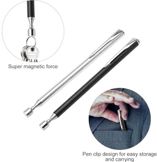 3 stuks telescopische telescoopstang, magneetgereedschap, flexibele magneetlifter, magneetstaafgrijper, telescoopmagneet, staafmagneet, extra sterk, voor het grijpen van kleine onderdelen (1,5 LB 3 LB