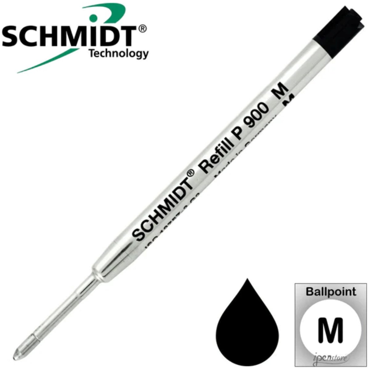 SCHMIDT - Balpenvulling - Penvulling - Pen - Vulling - Refill P900 - Zwart - M - 1.0mm - Geschikt voor Parker - 1 Stuks - Los Verpakt