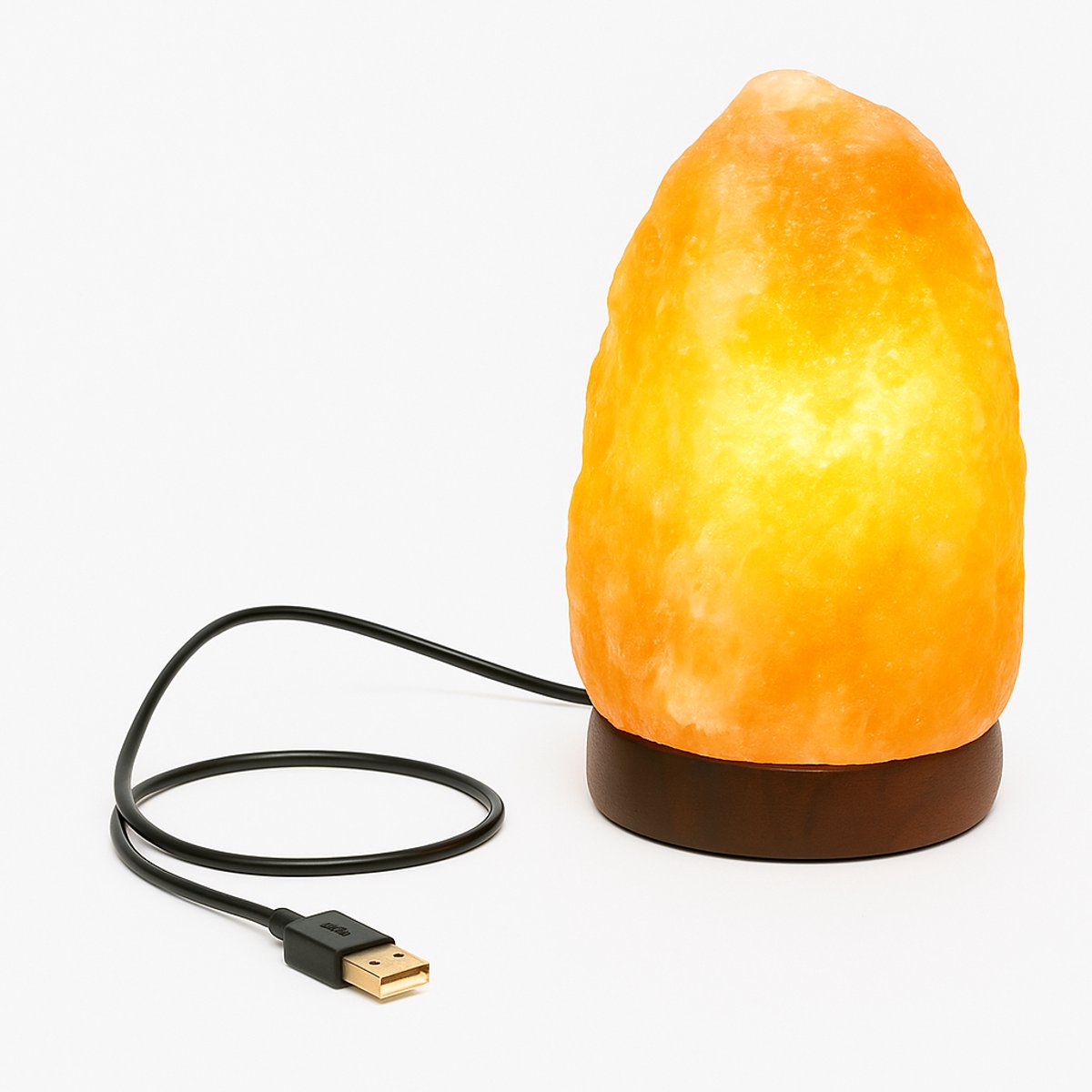 Zoutlamp USB – Nachtlampje / Tafellamp – Natuurlijk Zoutsteen – 10 x 8 x 9 cm – 0,9 kg – Handgemaakt – USB Snoer
