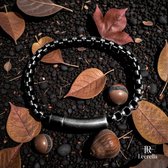 Leerella Antraciet Roestvrijstalen Schakelarmband Box Chain 19cm - 6mm Breed - Diverse Lengtes Beschikbaar