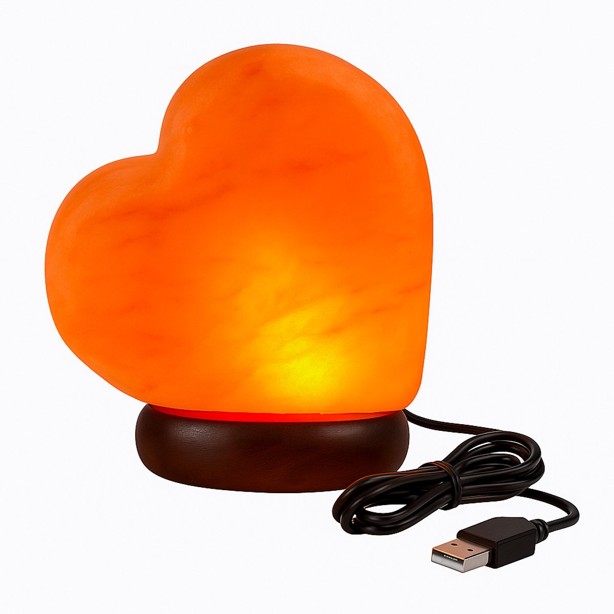 Zoutlamp – Himalayazout USB LED Hart – Tafellamp / Nachtlampje – 12 cm – 0,9 kg