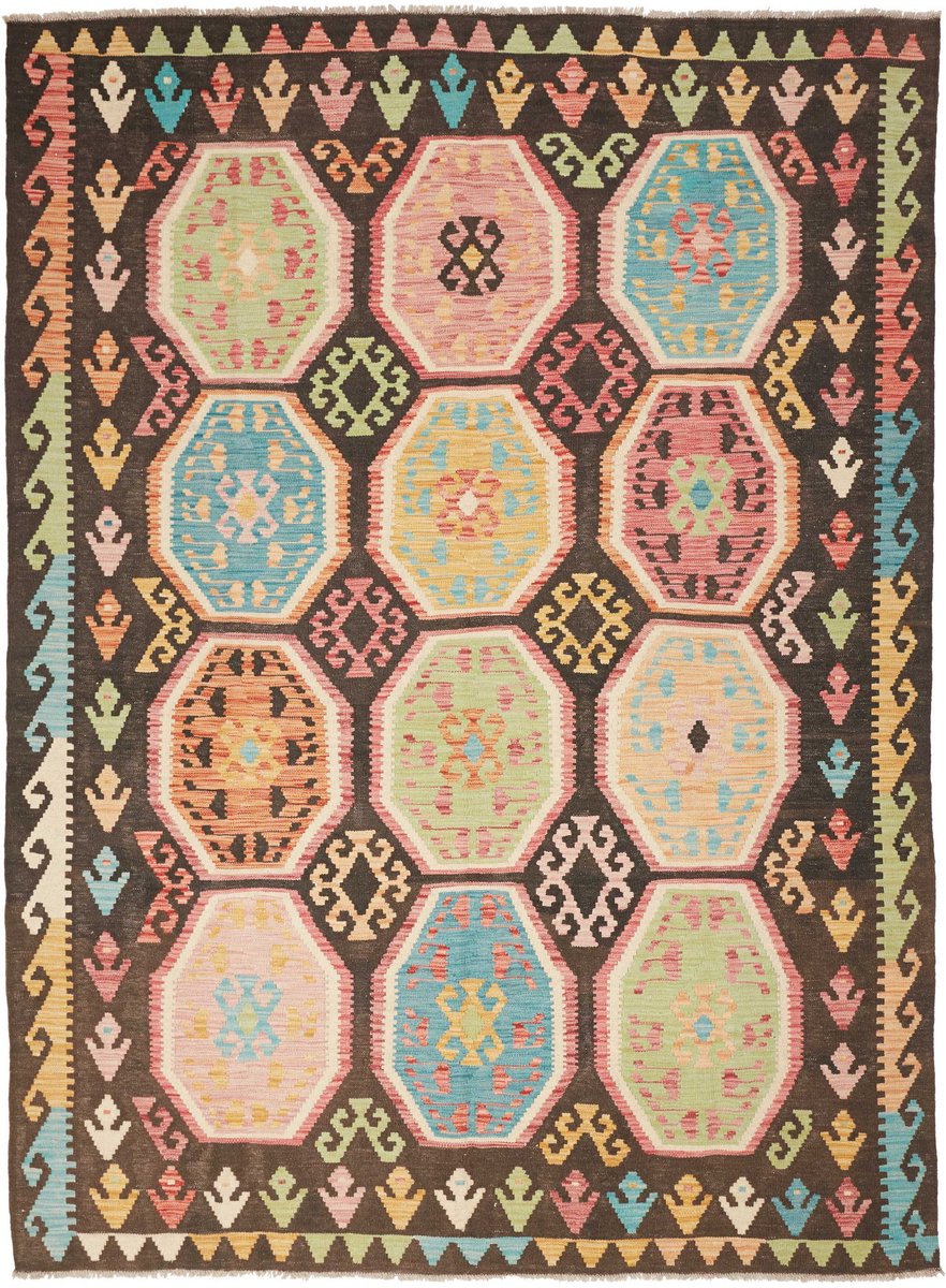 Handgeweven kelim vloerkleed 179 x 242 cm