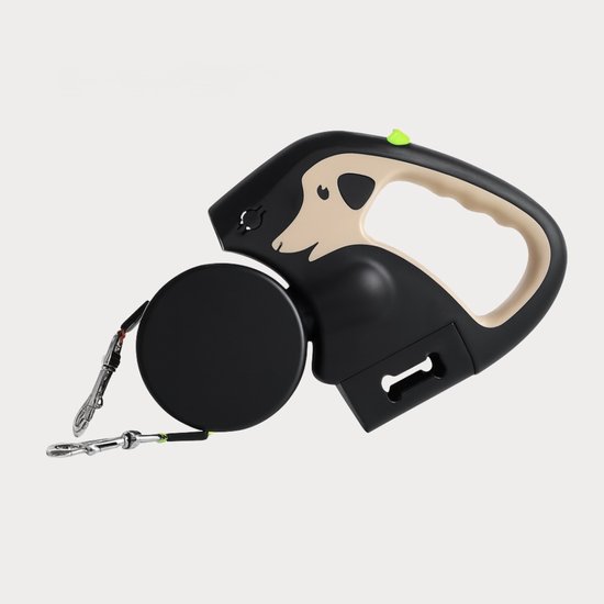 Laisse double pour chiens - Solution idéale pour 2 chiens - Harnais pour chiens - Laisse - Système anti-nœuds - Lumière LED - Beige