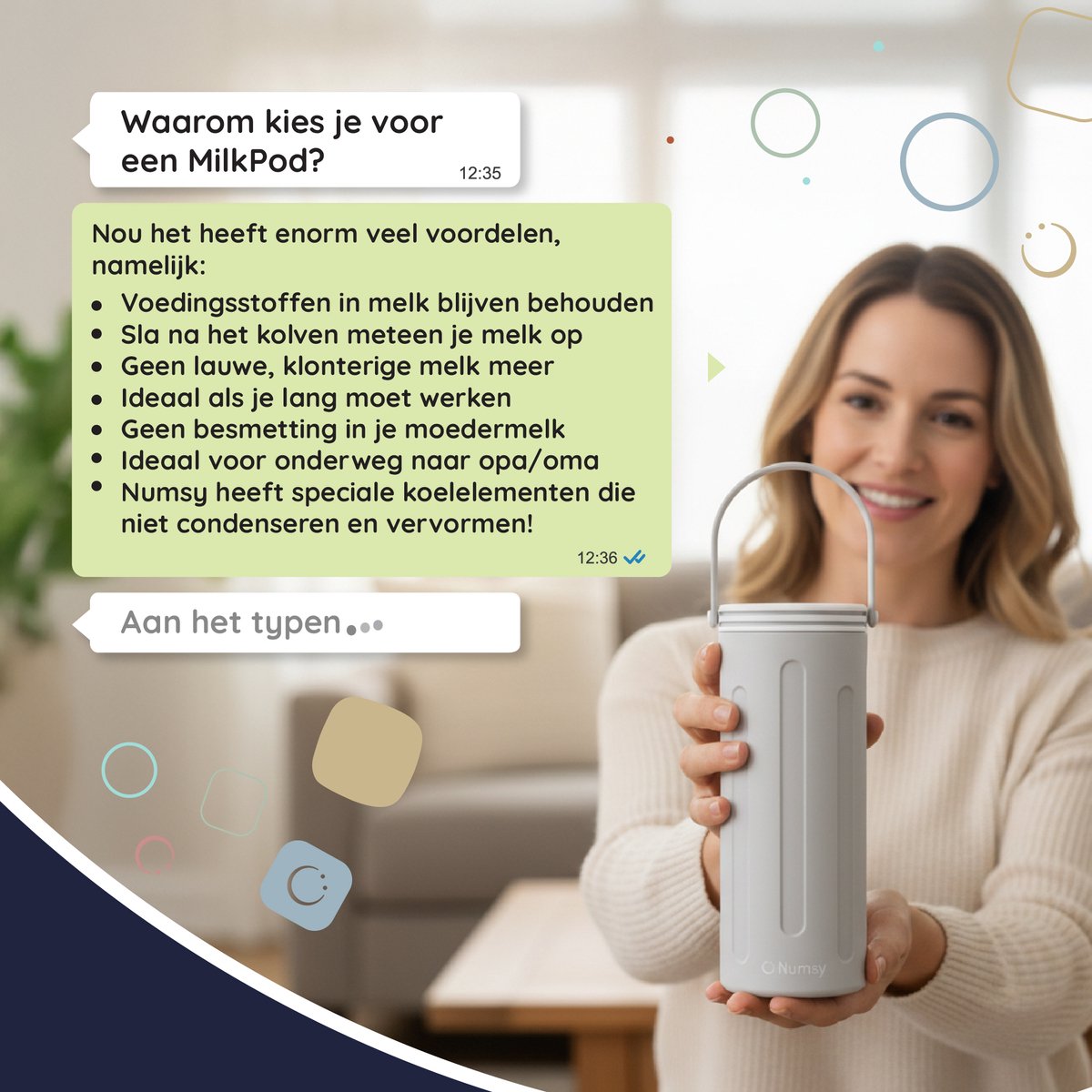 Numsy MilkPod Melkkoeler - RVS, 24u koeling, incl. 2x350ml thumbnail 7