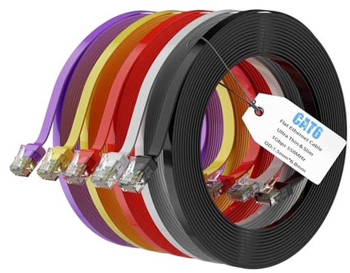 Cat6 Ethernet-kabel 1,5 meter - 5 Stuks Multi-kleur met Hoge Snelheid en Kabelbinders