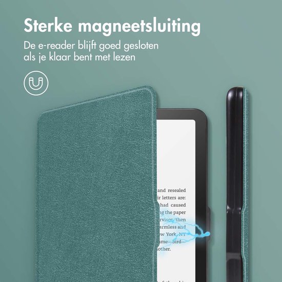 Ereader Hoes - Geschikt voor Amazon Kindle Colorsoft Signature edition (2024)/Amazon Kindle Paperwhite (2024)/Amazon Kindle Paperwhite Signature Edition (2024)/Amazon Kindle Colorsoft (2024) - Donkergroen — afbeelding 4