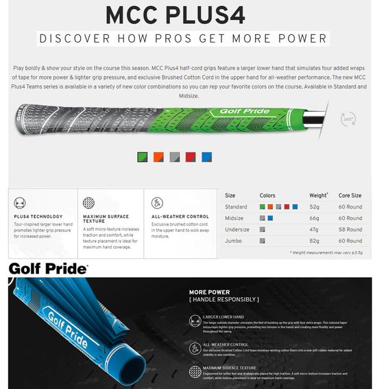 GolfPride MultiCompound Plus 4 Teams MIDSIZE Grip - Charcoal Groen van Merkloos — afbeelding 2