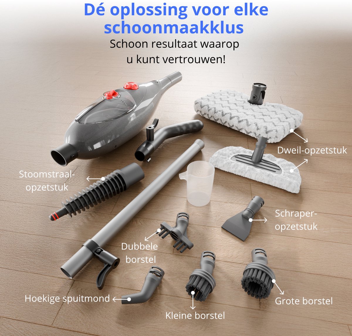 STEAM-IT MAX 10-in-1 Stoomreiniger - 2-in-1 Handstomer - 10 bar - Voor Vloer, Bank & Badkamer - 1300W - Meubelreiniger - 10 Opzetstukken thumbnail 5